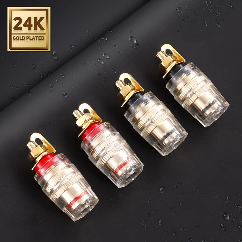 Facmogu 2 Pairs Mini Gold Plated Insulated 5-Way Binding Post Banana Plugs 4mm, 24K Gold Plated Sold Brass Amplifier Speaker Terminal Binding Post Banana Jack, Black & Red - Short - Image 3